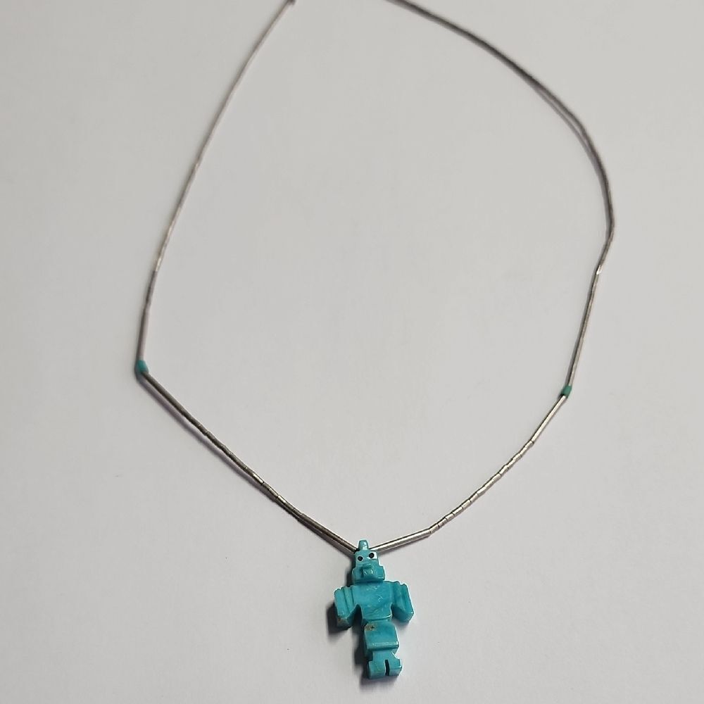 Liquid Sterling Silver Necklace with Turquoise Pendant
